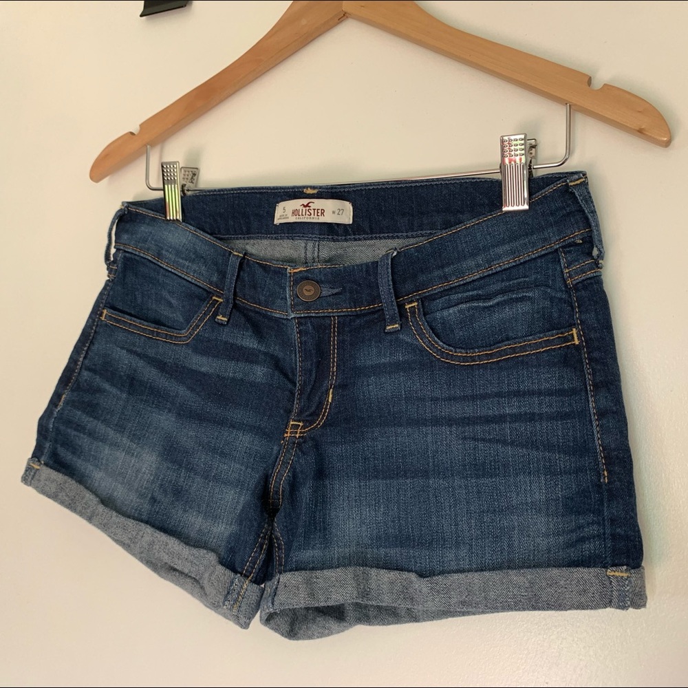 Hollister Medium Wash Cuffed Jean Shorts